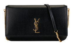 Saint Laurent Cassandre Phone Holder, Leather, Black, MIF, 3*
